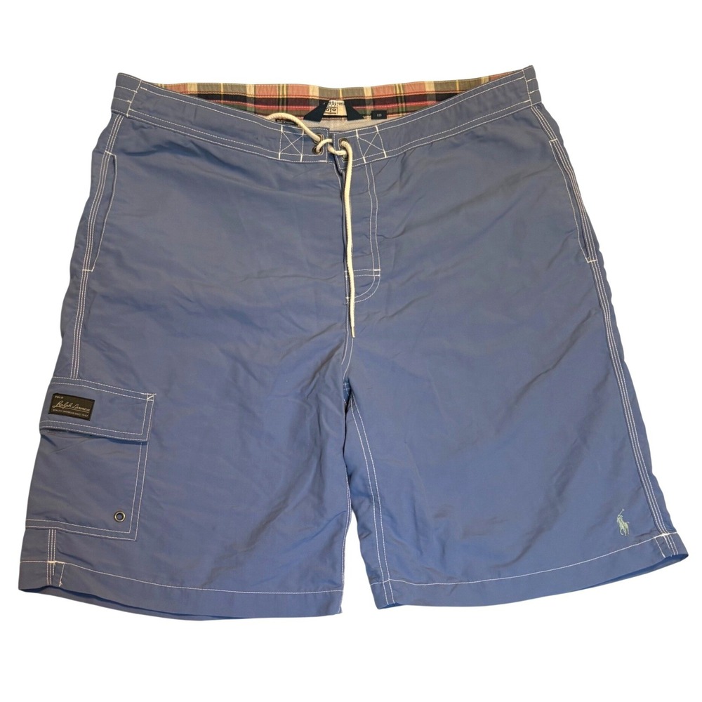 Polo Ralph Lauren Swim Trunks‎ Mens Blue Cargo Pocket Mesh Lined Board Shorts